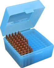 MTM RS-100 Rifle Ammo Box Flip-Top 223 204 Ruger 6x47 Clear Blue