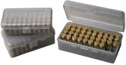 MTM Ammo Box 50 Round Flip-Top Original 9mm 380 Acp Clear-Smoke